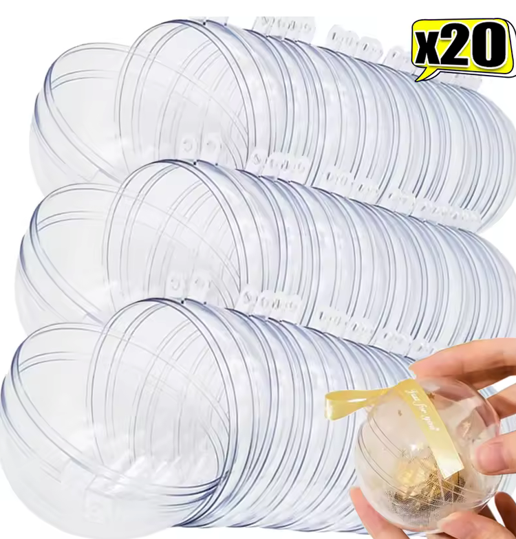 Boules de Noël transparentes et rechargeables 20 pièces